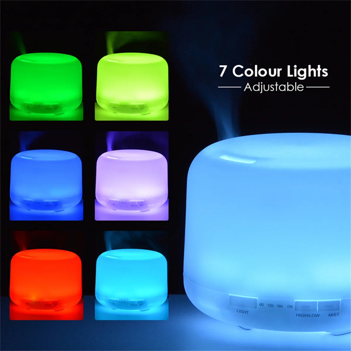 500ML Air Humidifier Essential Oil Diffuser Aroma Diffuser with Colorful Night Lights USB Humidifier Mini-Size Humidifier